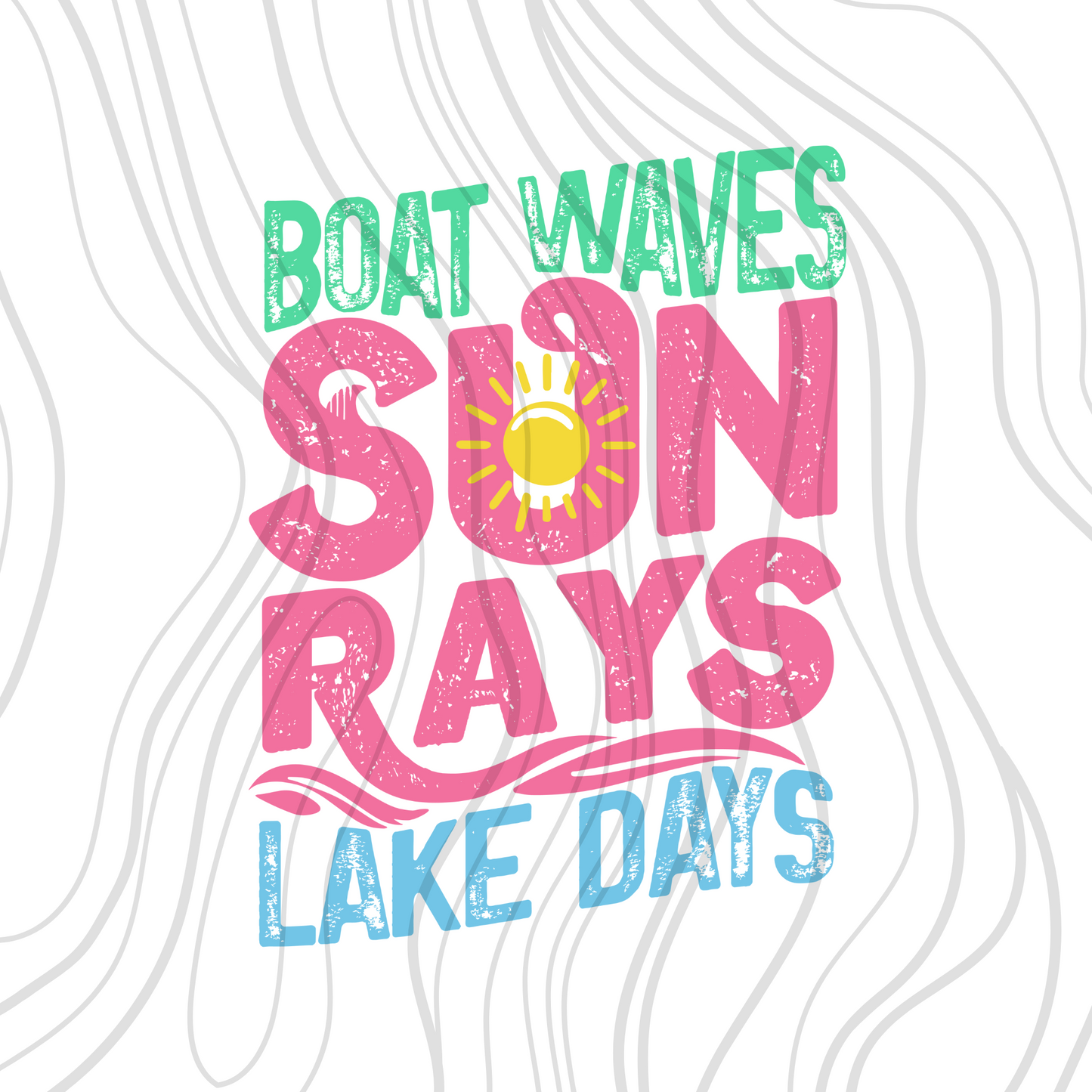 Boat Waves Lake Days Transfer ** TWO PART* SOLD SEPARATELY**