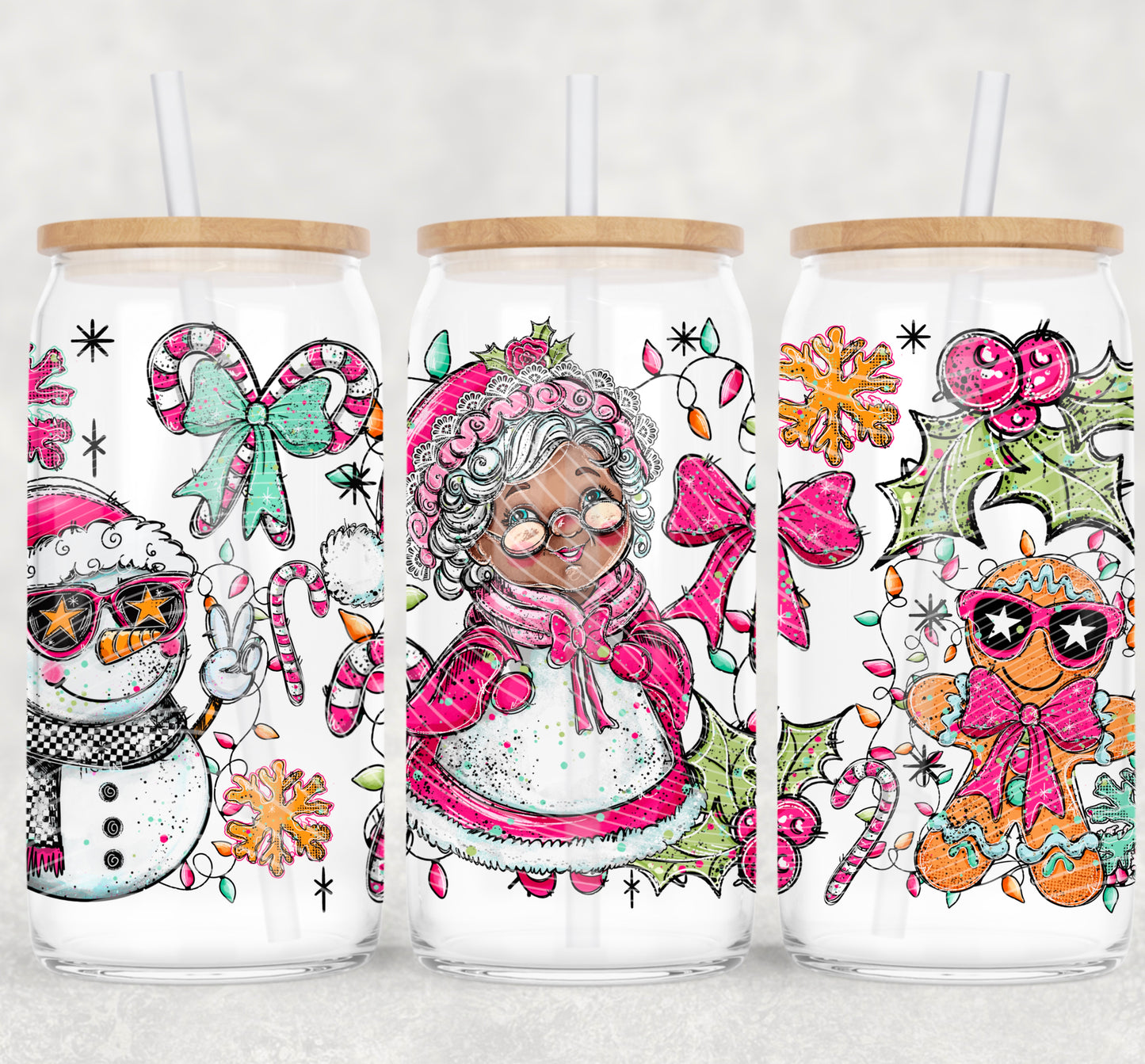 Mrs Claus DS Libbey Wrap 16 Oz Transfer