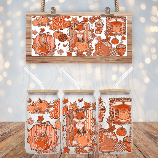 Pumpkin Season 16oz Libbey Wrap Transfer