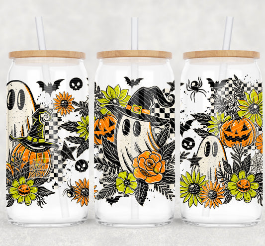 Floral Ghost 16oz Libbey Wrap Transfer