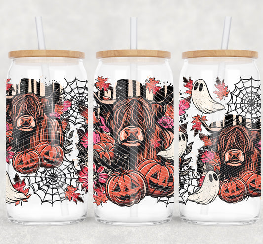 Spooky Cow 16oz Libbey Wrap Transfer
