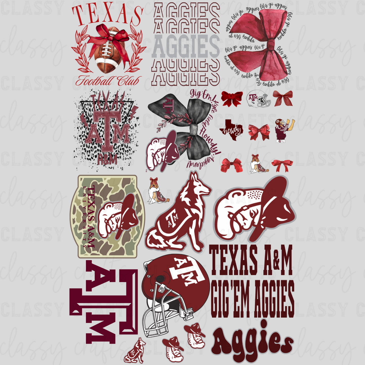 Texas A&M Football - 30x48 -PREMADE GANG SHEET