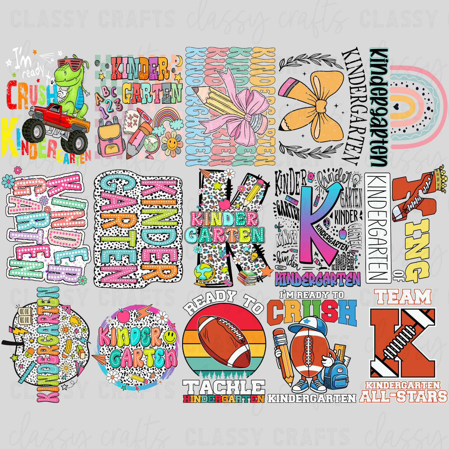 Kindergarten - 30x24 - **YOUTH** PREMADE GANG SHEET