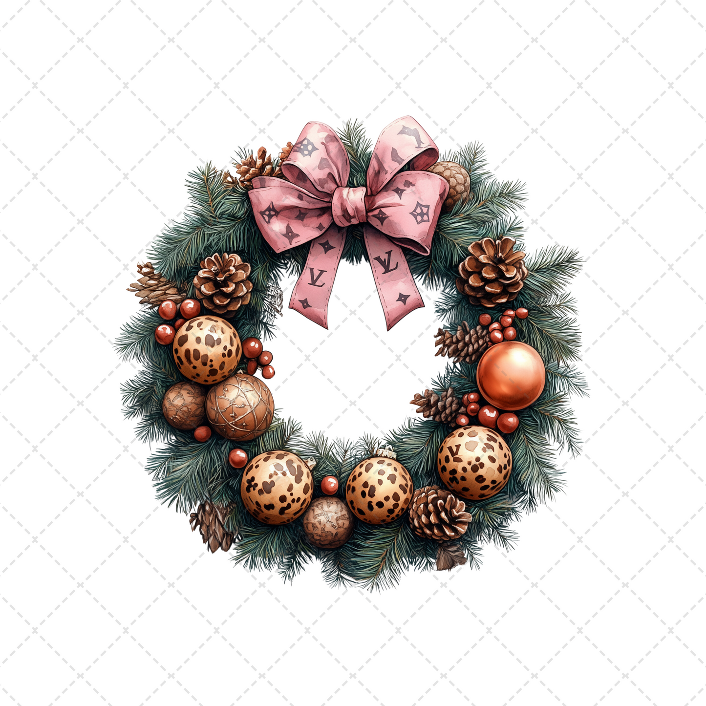 Preppy Christmas Wreath Transfer