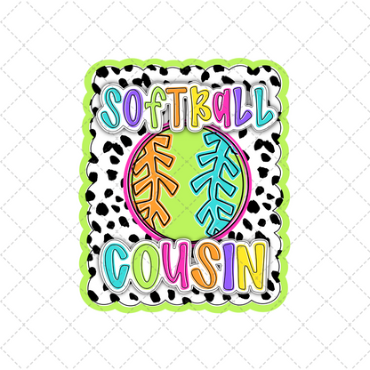 Bright Dotty Softball Cousin Transfer ** TWO PART* SOLD SEPARATELY**