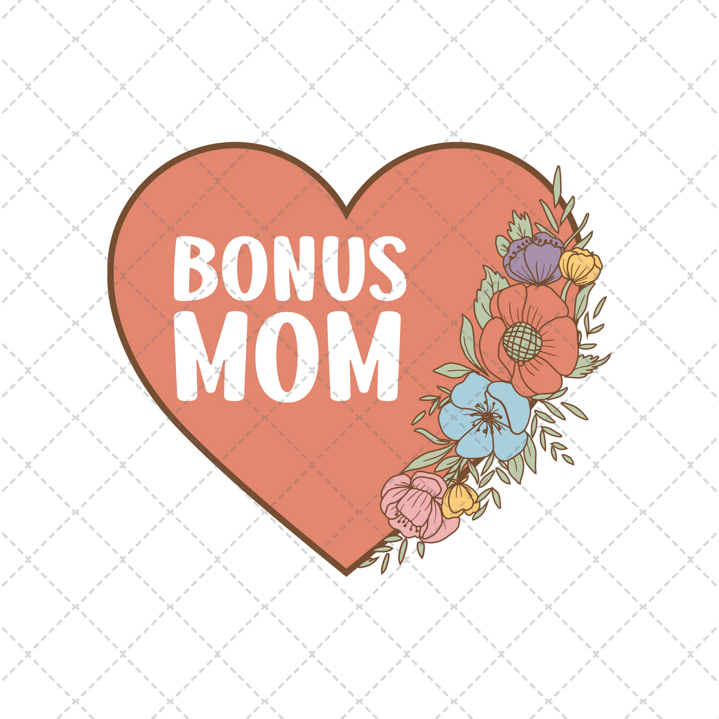 Bonus Mom Floral Heart Transfer