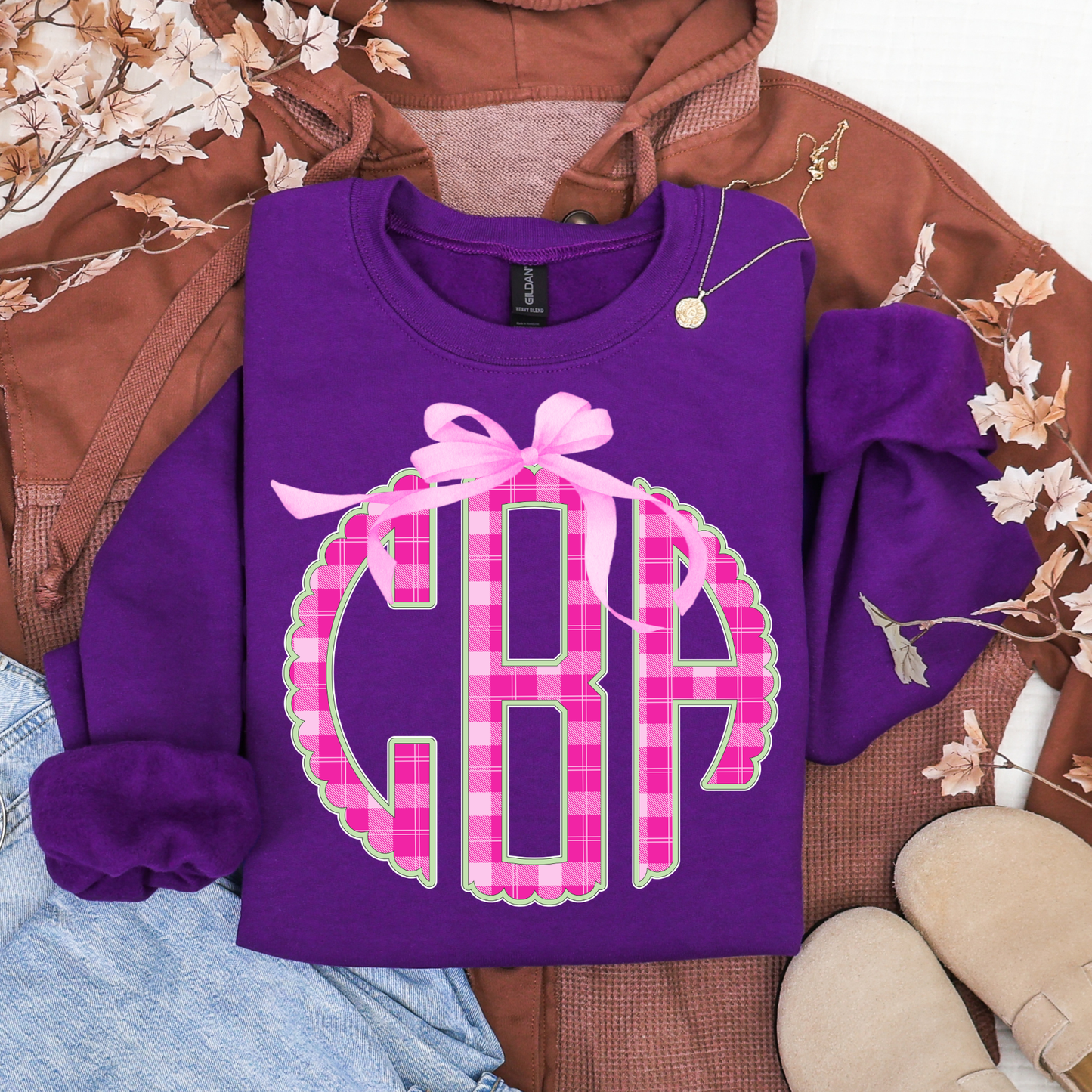 Floral -Coquette Bow - Custom Monogram Transfer