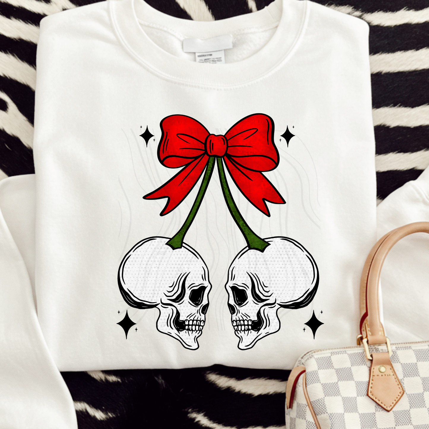 Cherry Bow Skulls Transfer**SOLD SEPARATELY**