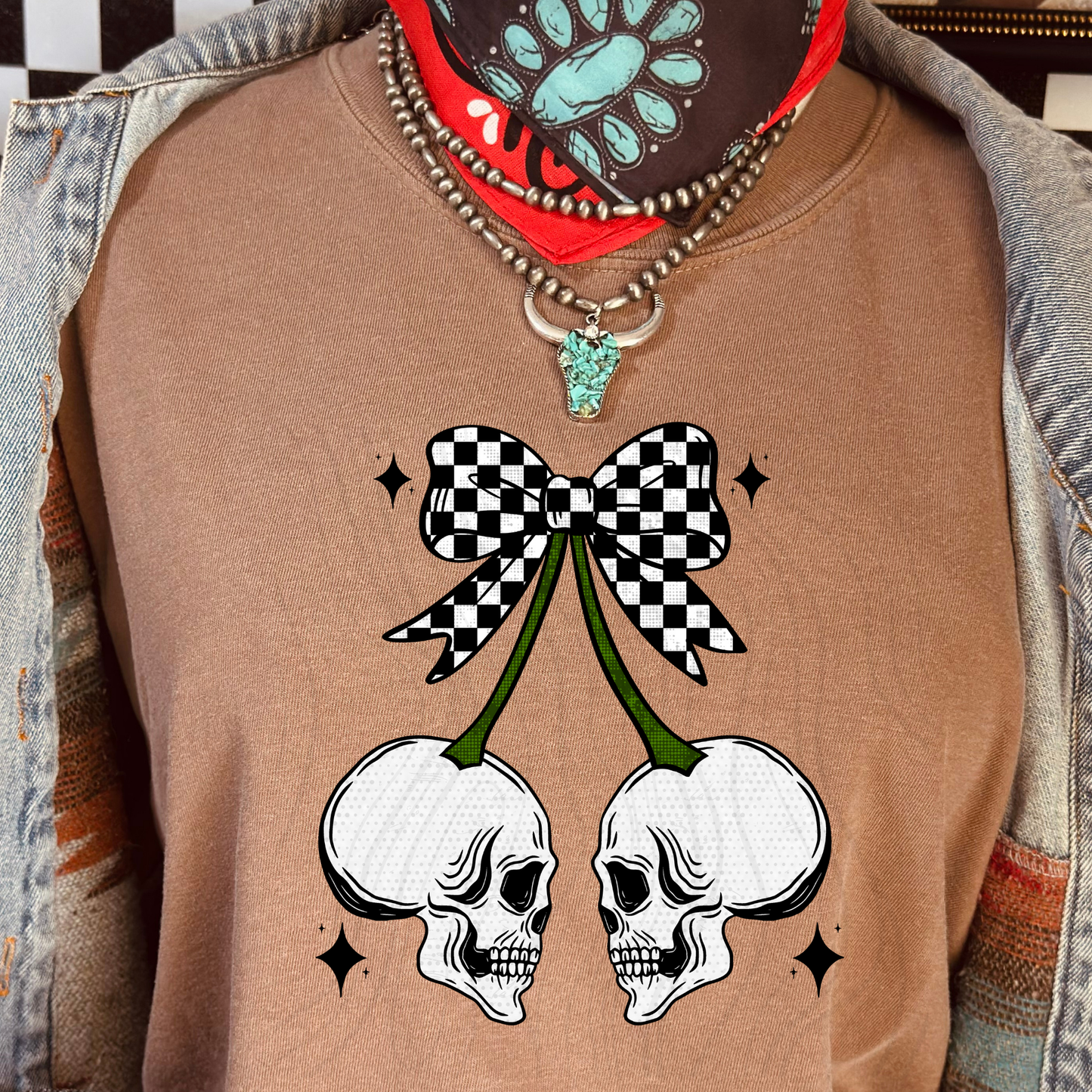 Cherry Bow Skulls Transfer**SOLD SEPARATELY**