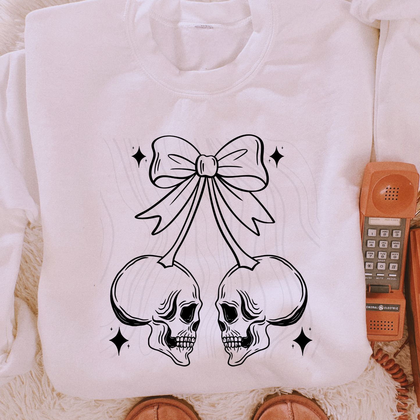 Cherry Bow Skulls Transfer**SOLD SEPARATELY**