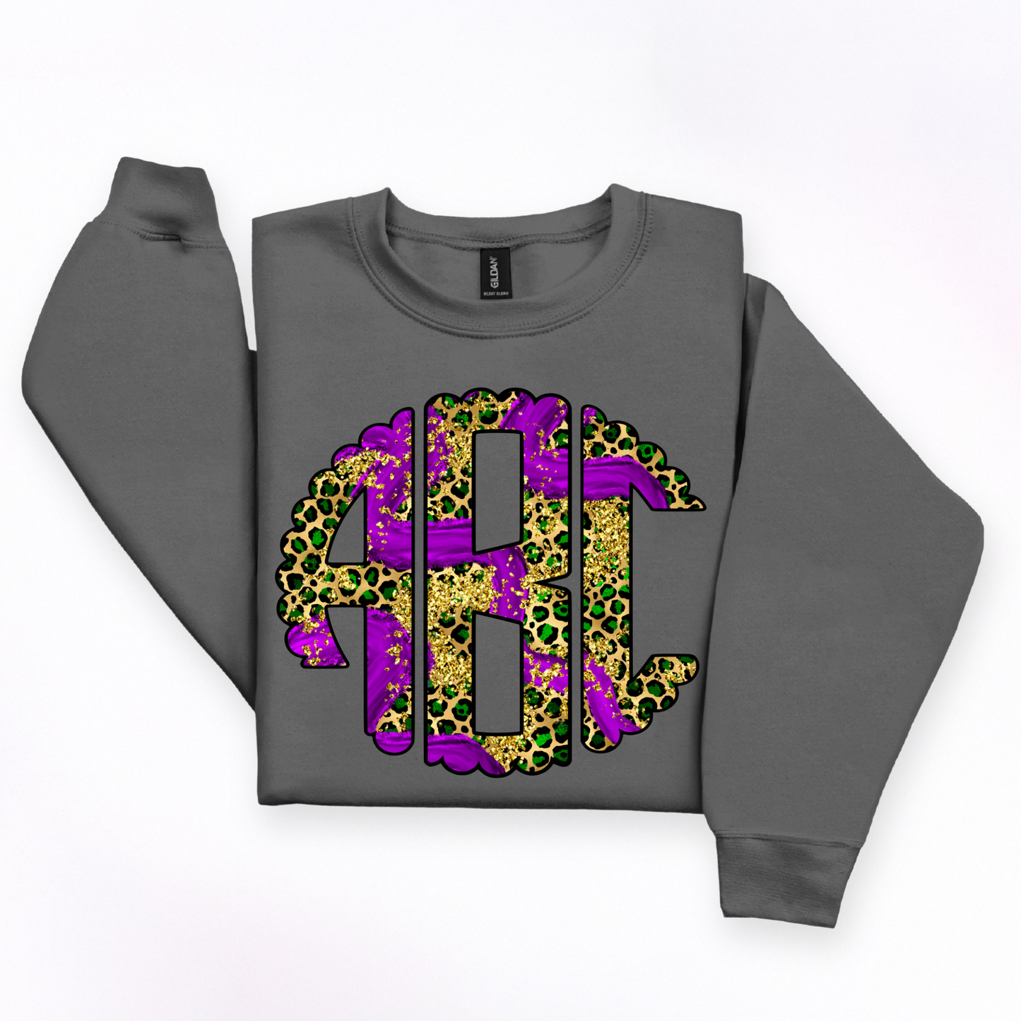 Mardi Gras Leapard Glitter - Custom Monogram Transfer