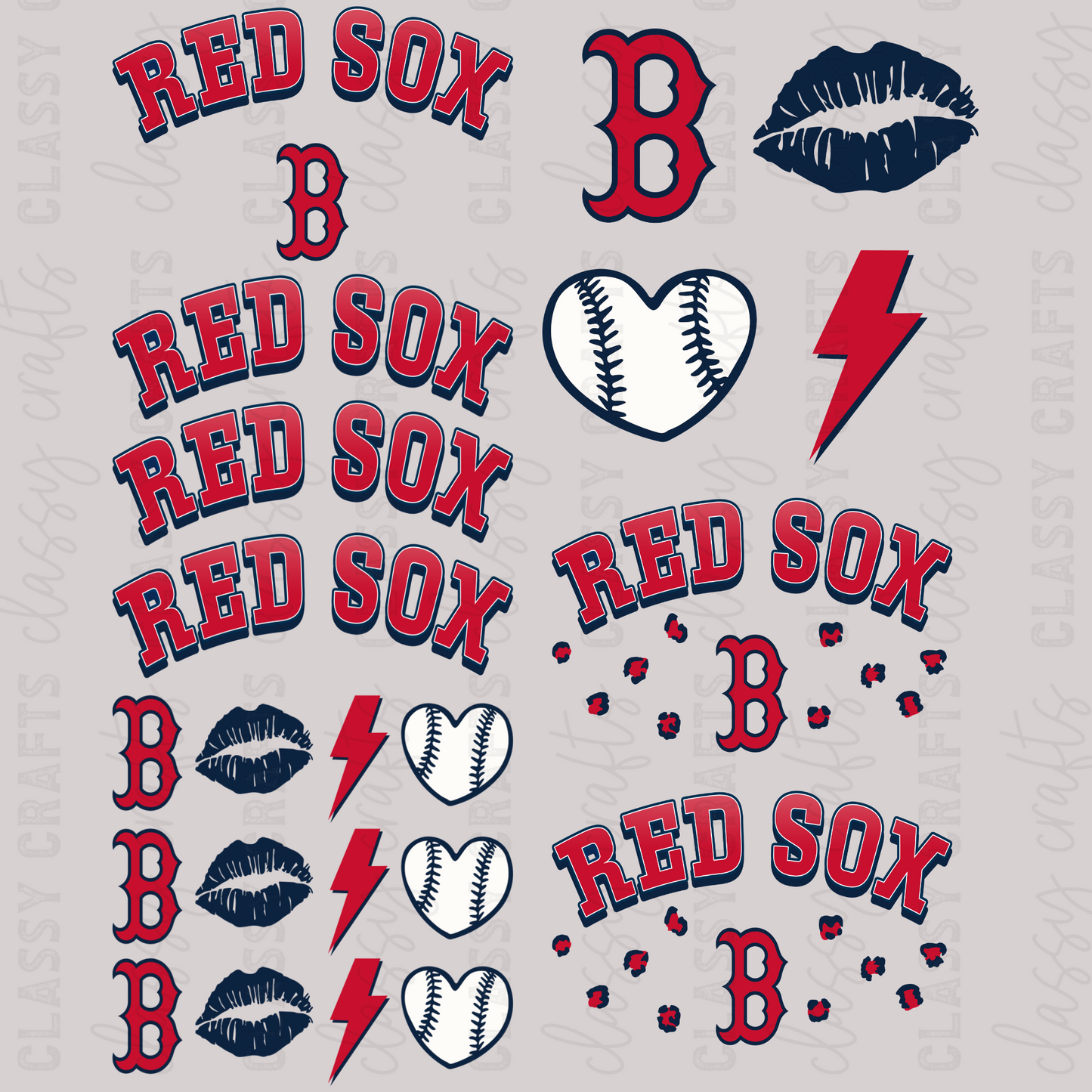 Red Sox -  30x24 - MINI PREMADE GANG SHEET