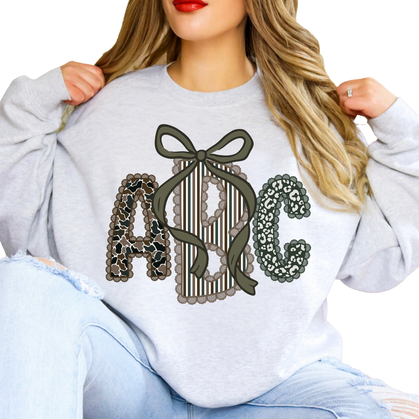 Preppy Camo Lace - Custom Monogram Transfer