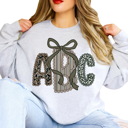 Preppy Camo Lace - Custom Monogram Transfer