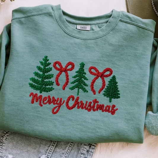 COQUETTE MERRY CHRISTMAS TREE FAUX YARN TRANSFER