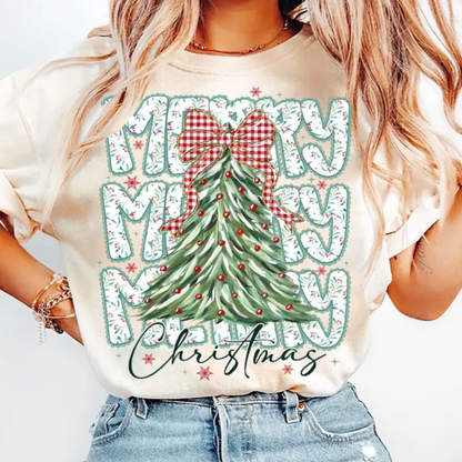 COQUETTE FLORAL MERRY CHRISTMAS TRANSFER