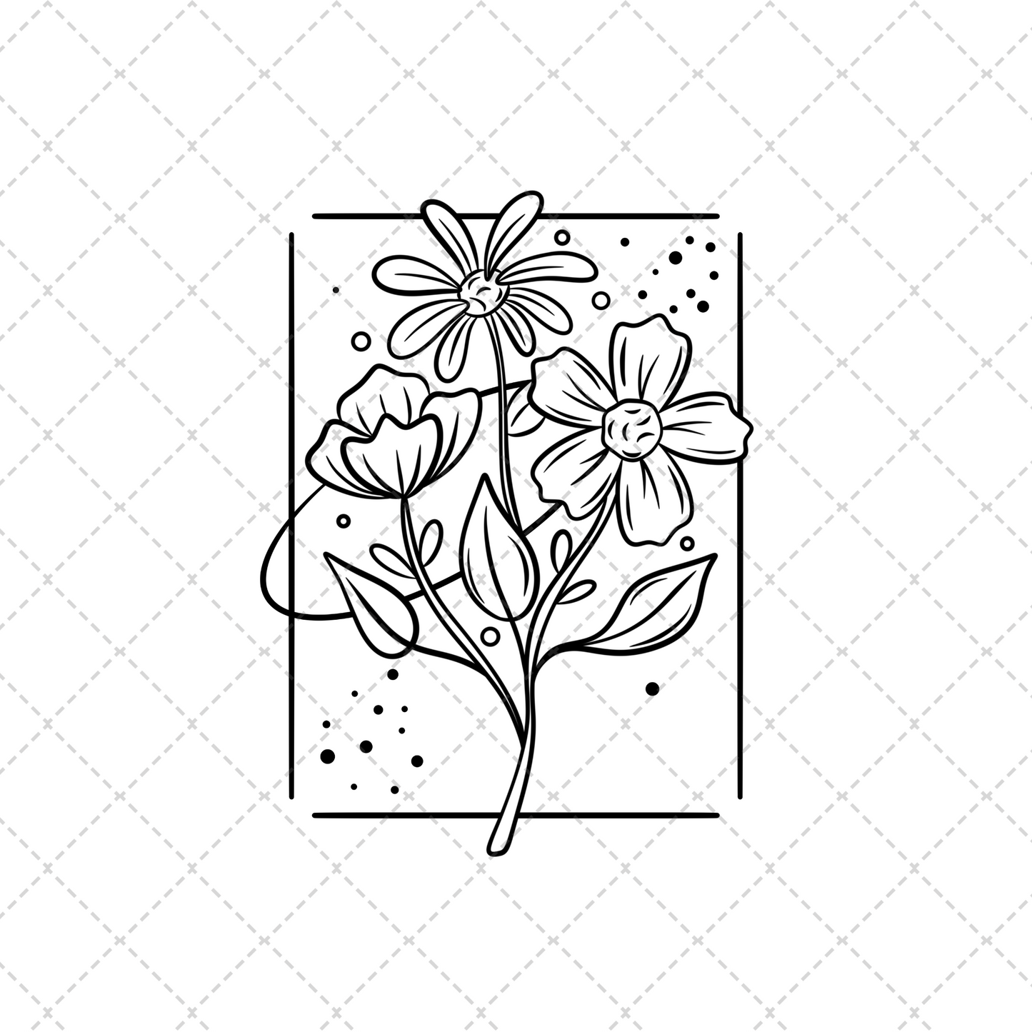 Line Work Florals Transfer