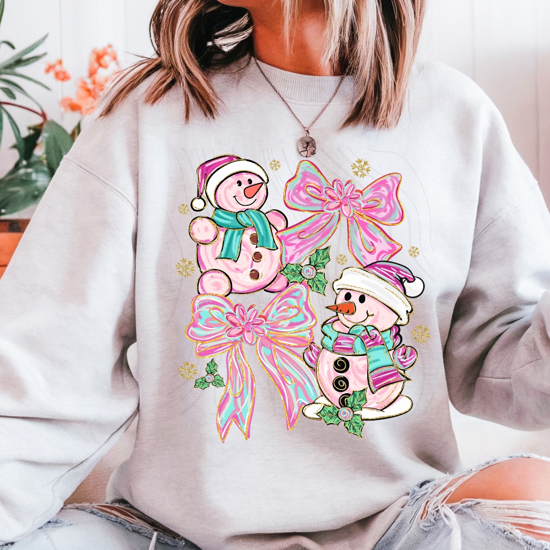 Pink Coquette Snowman Transfer