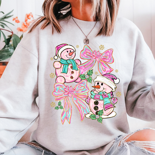 Pink Coquette Snowman Transfer