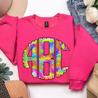 Rainbow Splatter  - Custom Monogram Transfer