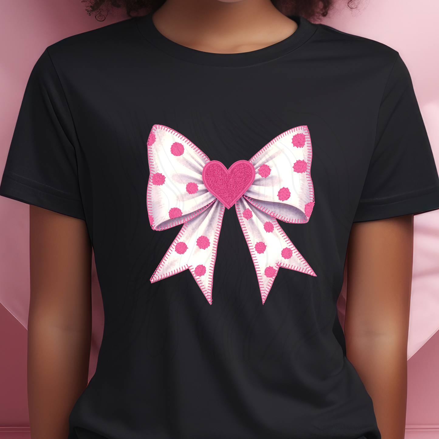 Stitched Heart Bow Transfer