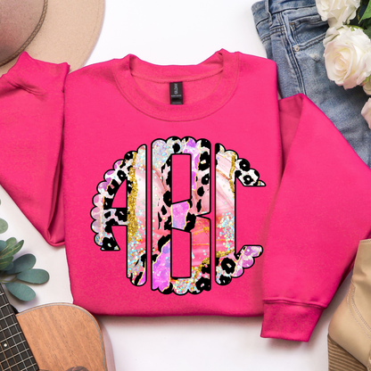 Leopard Multi Color Glitter - Custom Monogram Transfer
