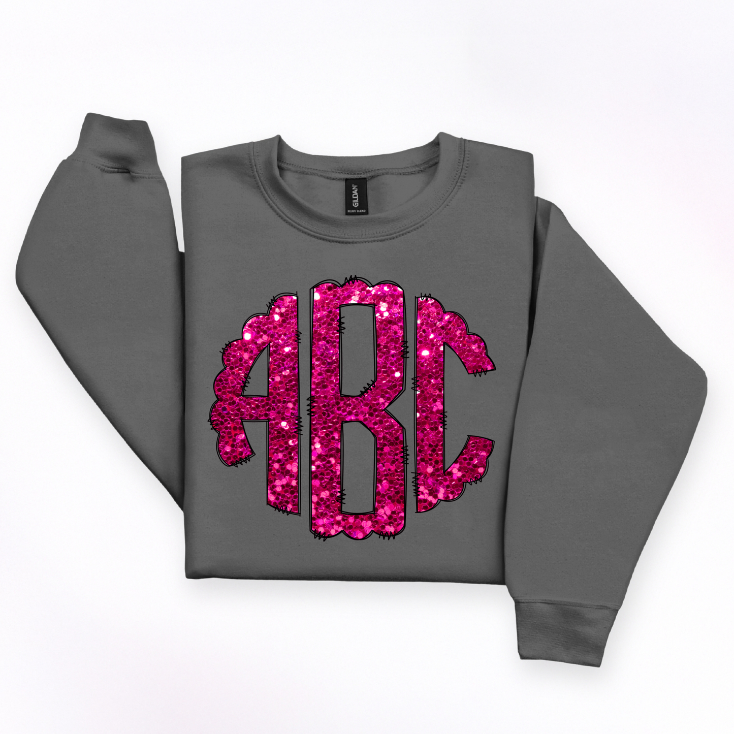 Pink Chunky Glitter - Custom Monogram Transfer