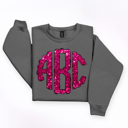 Pink Chunky Glitter - Custom Monogram Transfer