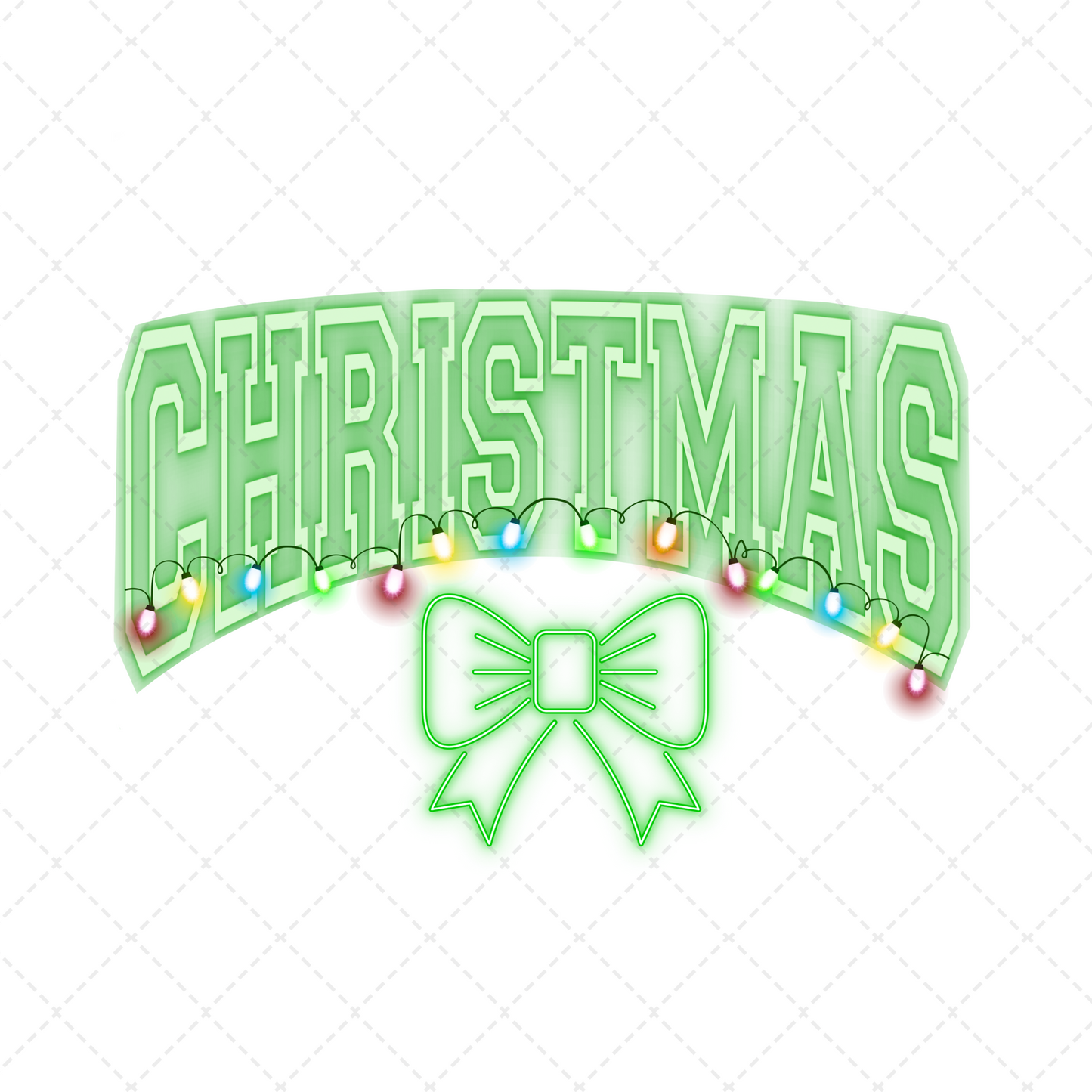 Neon Christmas Bow Transfer