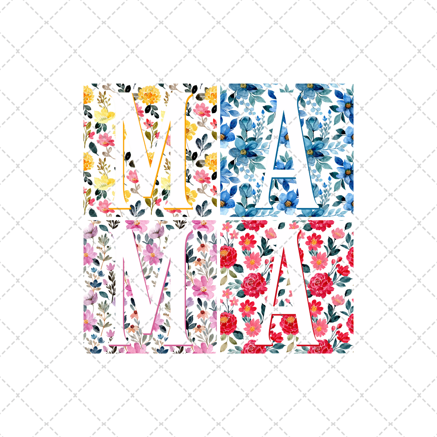 Floral Mama Squares Transfer