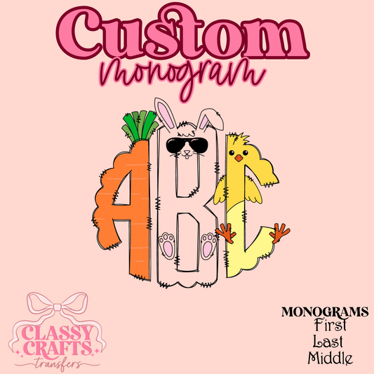 Easter Bunny - Custom Monogram Transfer