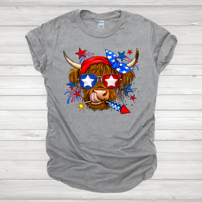 Patriotic Highland Cow Transfer