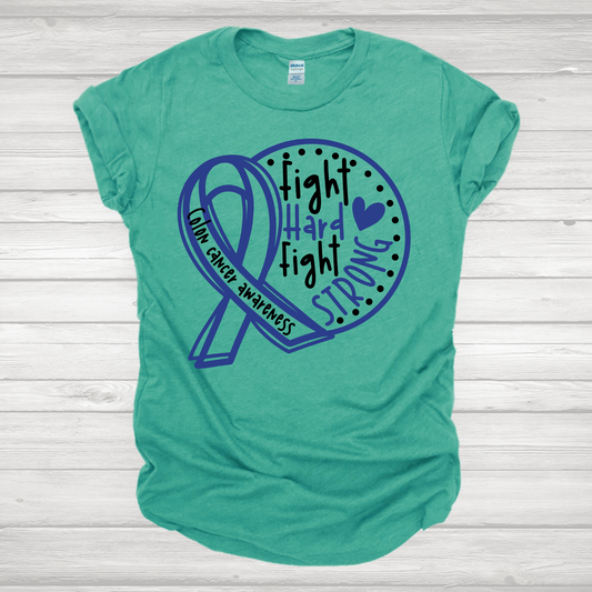 Fight Hard Fight Strong Blue Ribbon Transfer