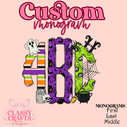 Trick or Treat - Custom Monogram Transfer