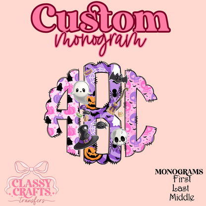 Pastel Spooky Season - Custom Monogram Transfer
