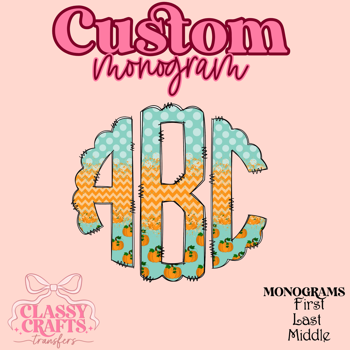 Teal Fall - Custom Monogram Transfer