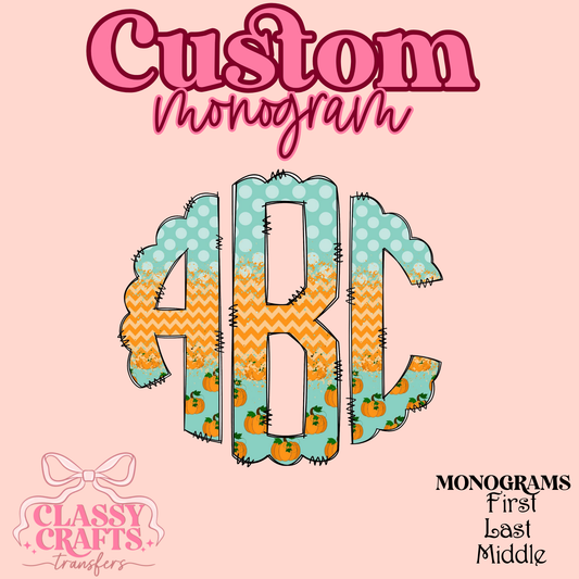 Teal Fall - Custom Monogram Transfer