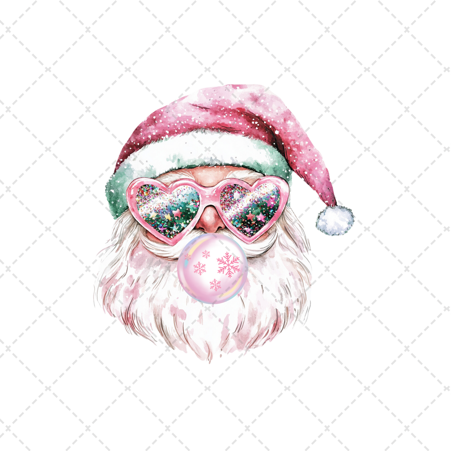 Snowflake Bubblegum Santa Transfer