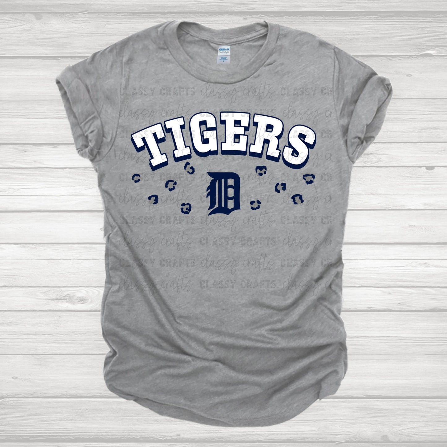 Detroit Baseball Cheetah Print Transfer