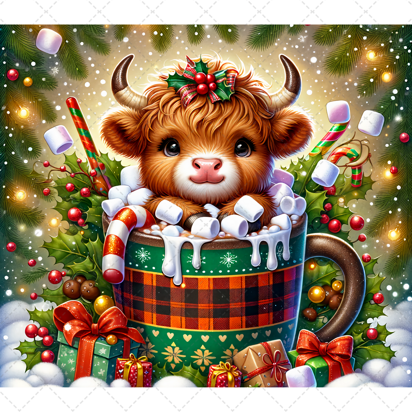 Cute Highland Cow Hot Chocolate Tumbler- Sublimation Transfer