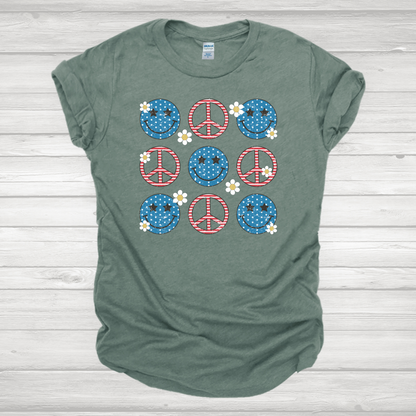 Smiley Floral Americana Transfer