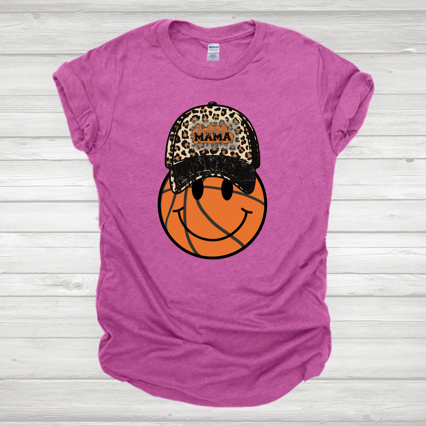 Leopard Hat Smiley Basketball Mama Transfer