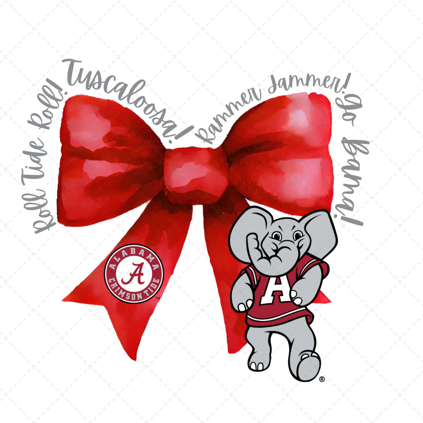 AL Crimson Bama Bow Transfer