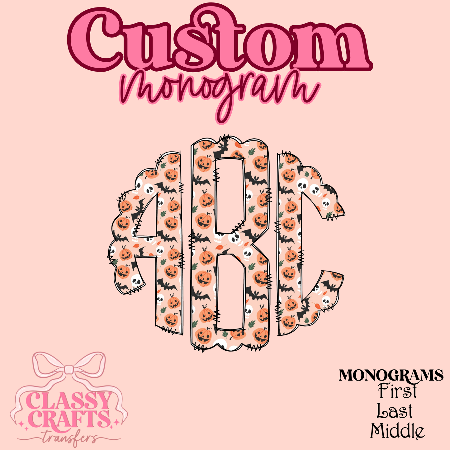 Bats And skellys - Custom Monogram Transfer