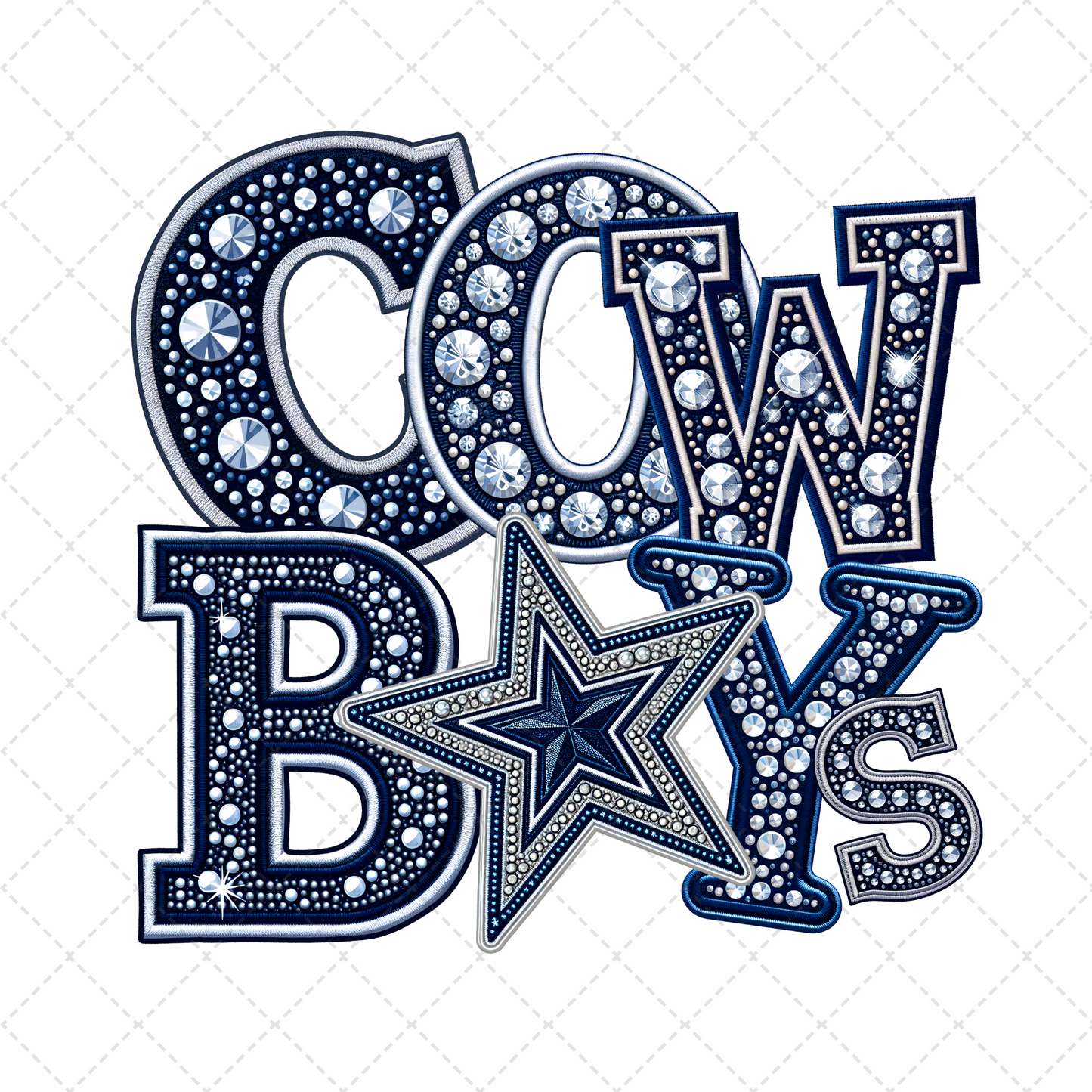 DC Blue Rhinestone Transfer