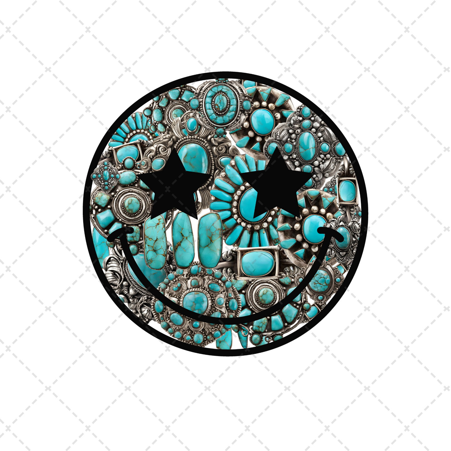 Western Turquoise Smiley Transfer