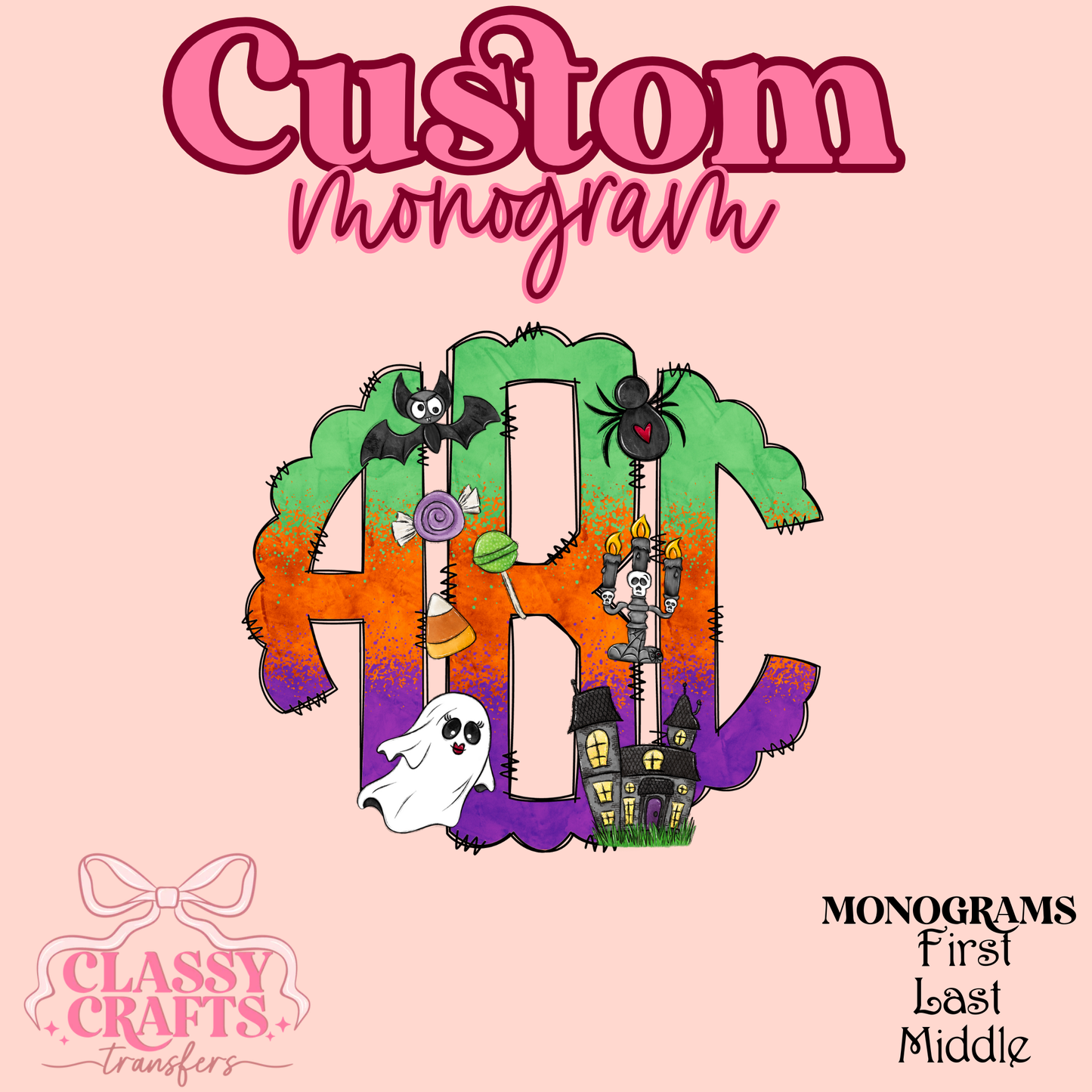Colorful Spooky Season - Custom Monogram Transfer