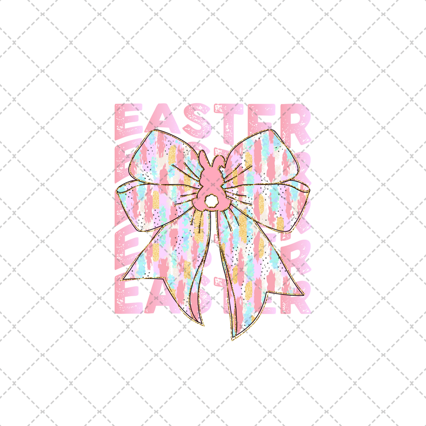 Easter Bunny Pastel Bow Transfer ** TWO PART* SOLD SEPARATELY**