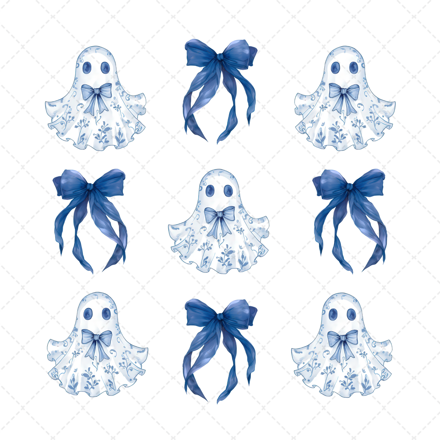 Blue Chinoiserie Ghost Coquette Transfer