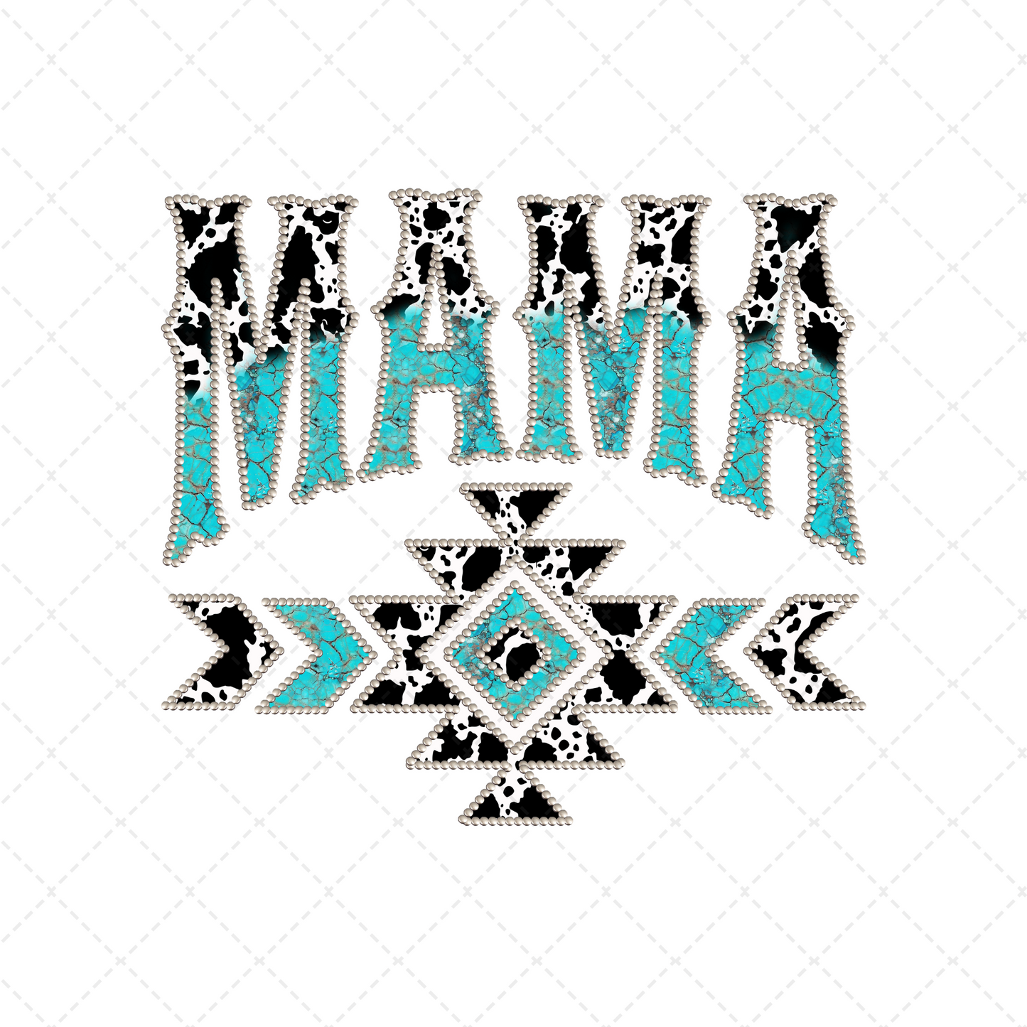 Cow Mama Turquoise Transfer
